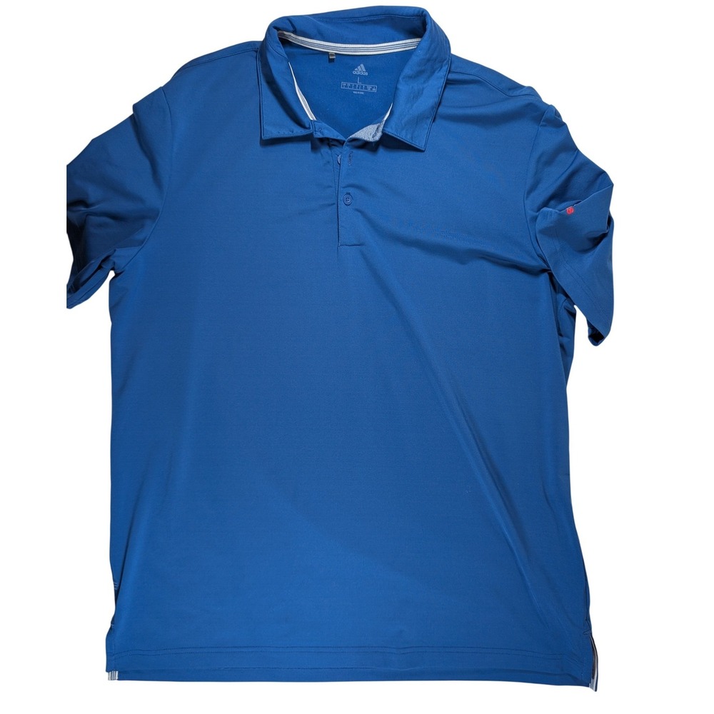 Adidas Golf Polo Shirt Mens Large Blue Short Sleeve Performance Stretch